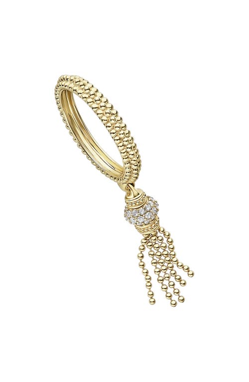 Shop Lagos Caviar Gold Diamond Tassel Ring In Gold/diamond