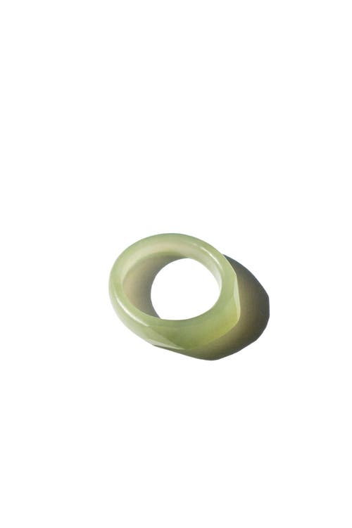 Shop Seree Dia Structured Green Jade Ring In Light Green