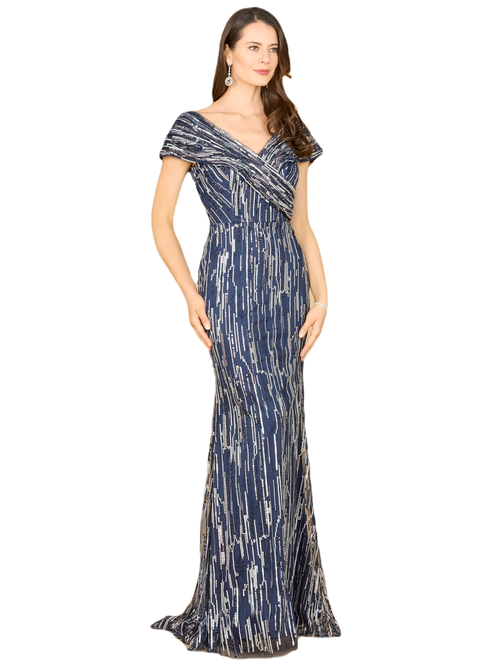 Lara New York Mermaid Lace Gown In Navy