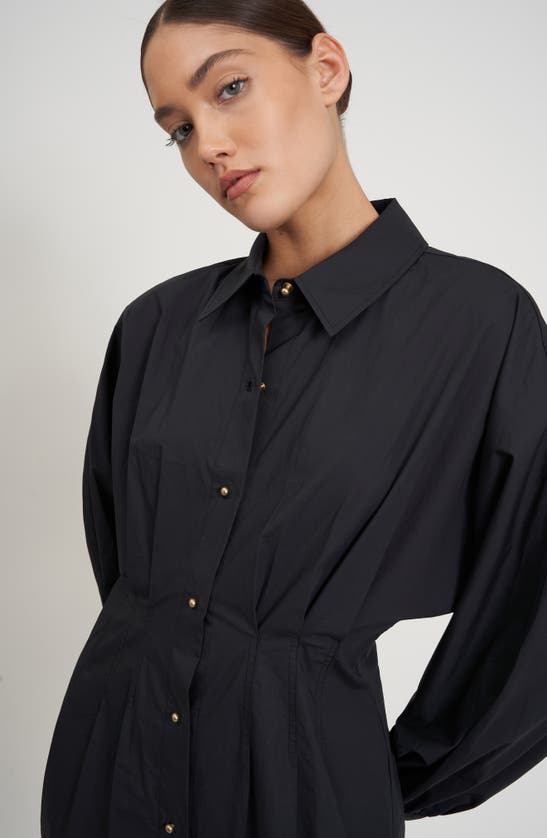 Shop Rebecca Minkoff Joey Pleated Long Sleeve Minidress In True Black