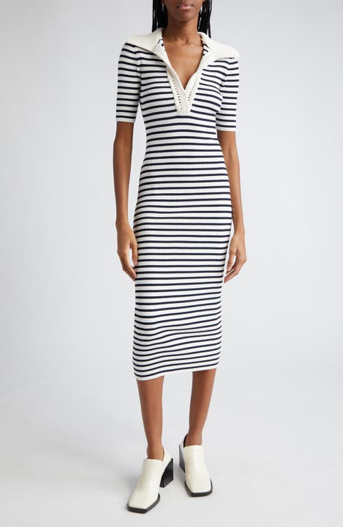 A. L.C. Darcy Stripe Midi Sweater Dress Navy/Bone at Nordstrom,