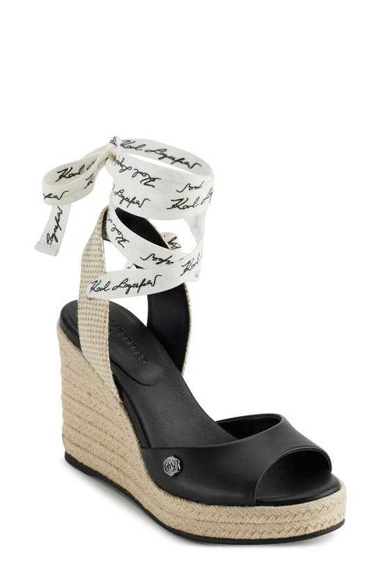 Karl Lagerfeld Cecilia Ankle Tie Sandal In Black