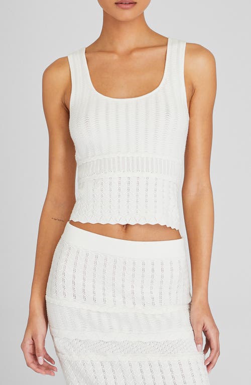 Mixed Stitch Pointelle Sweater Tank in White/Blanc