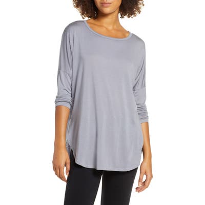 Groceries Apparel Karly Long Sleeve Curved Hem Tee, Blue
