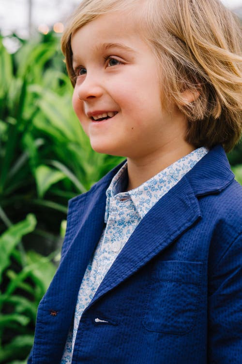 Shop Hope & Henry Boys' Organic Seersucker Suit Jacket, Kids In Navy Seersucker