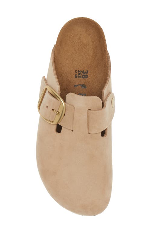 Birkenstock Boston Big Buckle Womens Nubuck Leather Clogs In Sandcastle