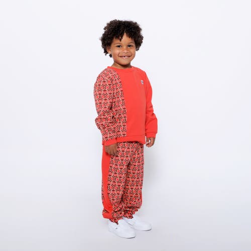 Mixed Up Clothing Boys Crewneck Sweatshirt And Jogger Pants Set In Red Multicolor