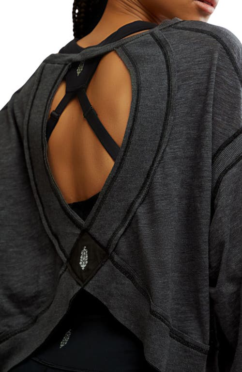 Free People My Time Layer Open Back Crop Top In Black