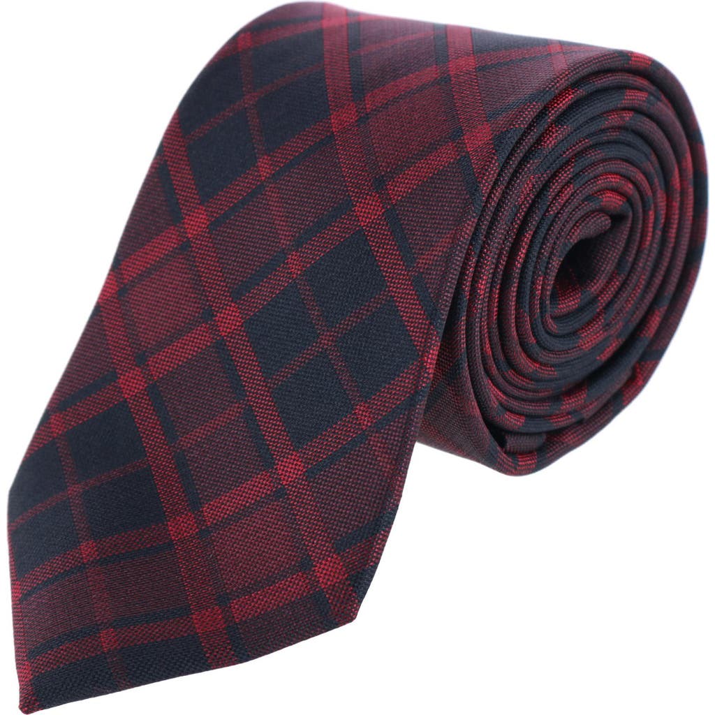 Trafalgar Kincade Red Blackwatch Plaid Silk Necktie In Red Plaid