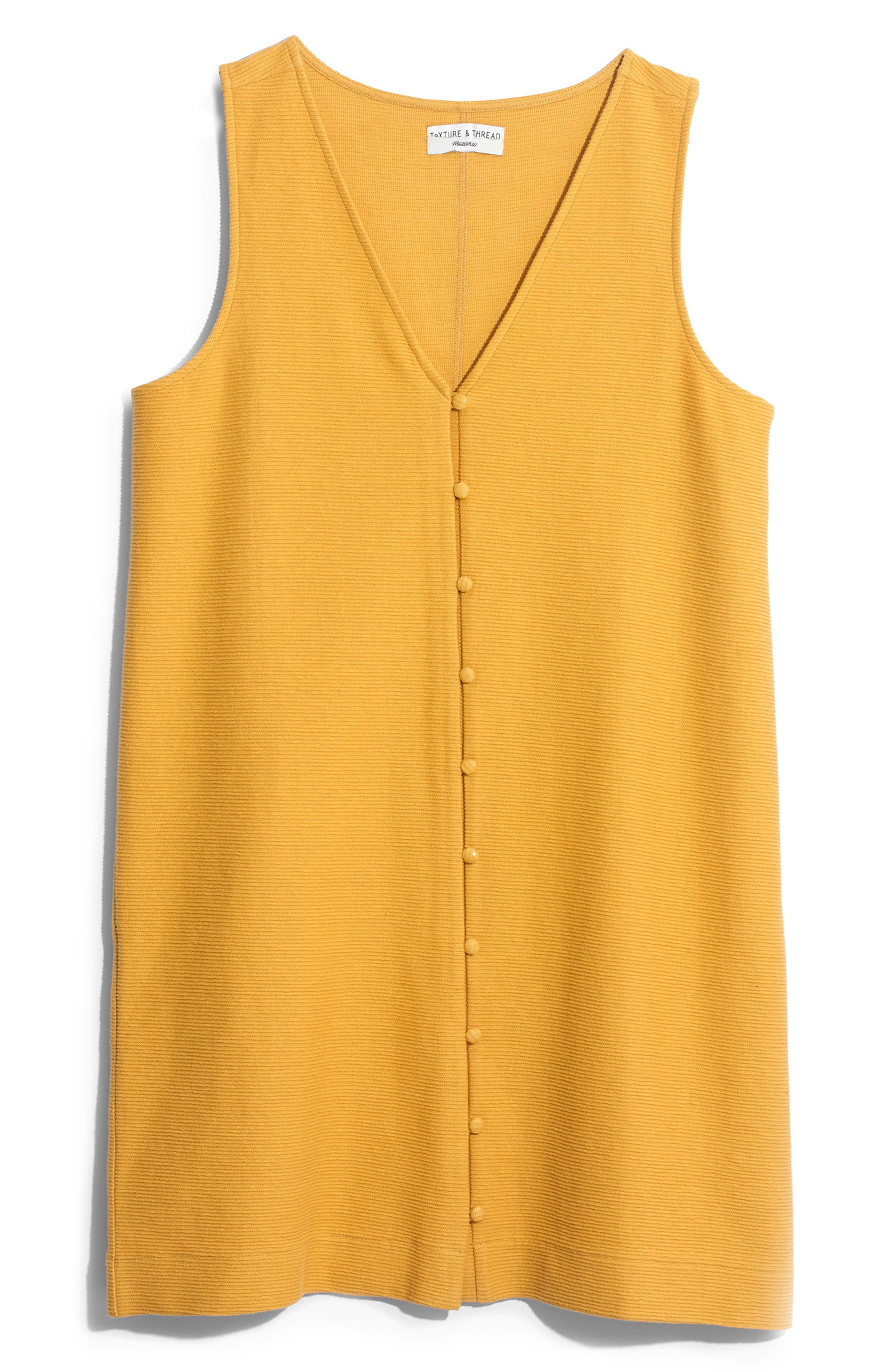 Madewell Texture & Thread Button Front Tank Dress, Yellow