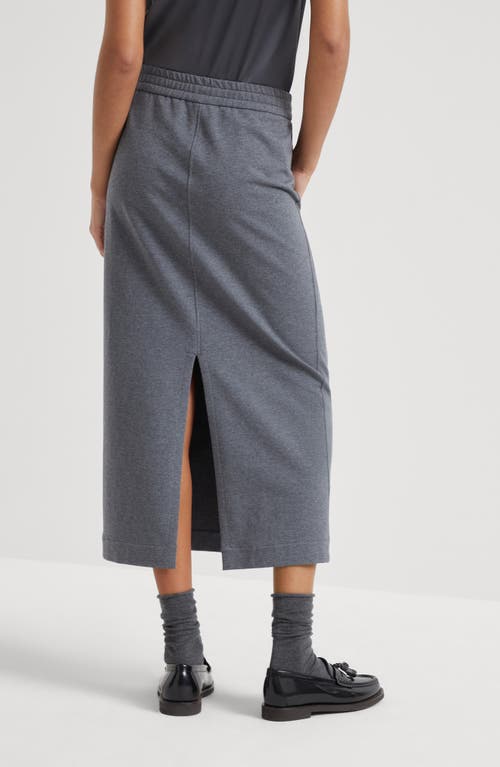 Shop Brunello Cucinelli Track Midi Skirt In Lead