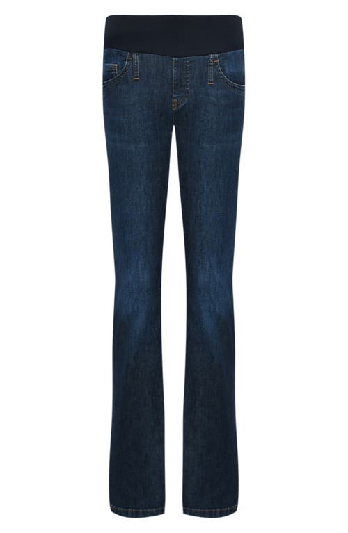 Shop Pietro Brunelli Over The Bump Slim Bootcut Jeans In Dark Blue