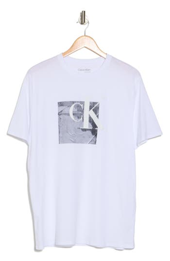 Calvin Klein Abstract Box Monogram Logo Graphic T-shirt In Brilliant White