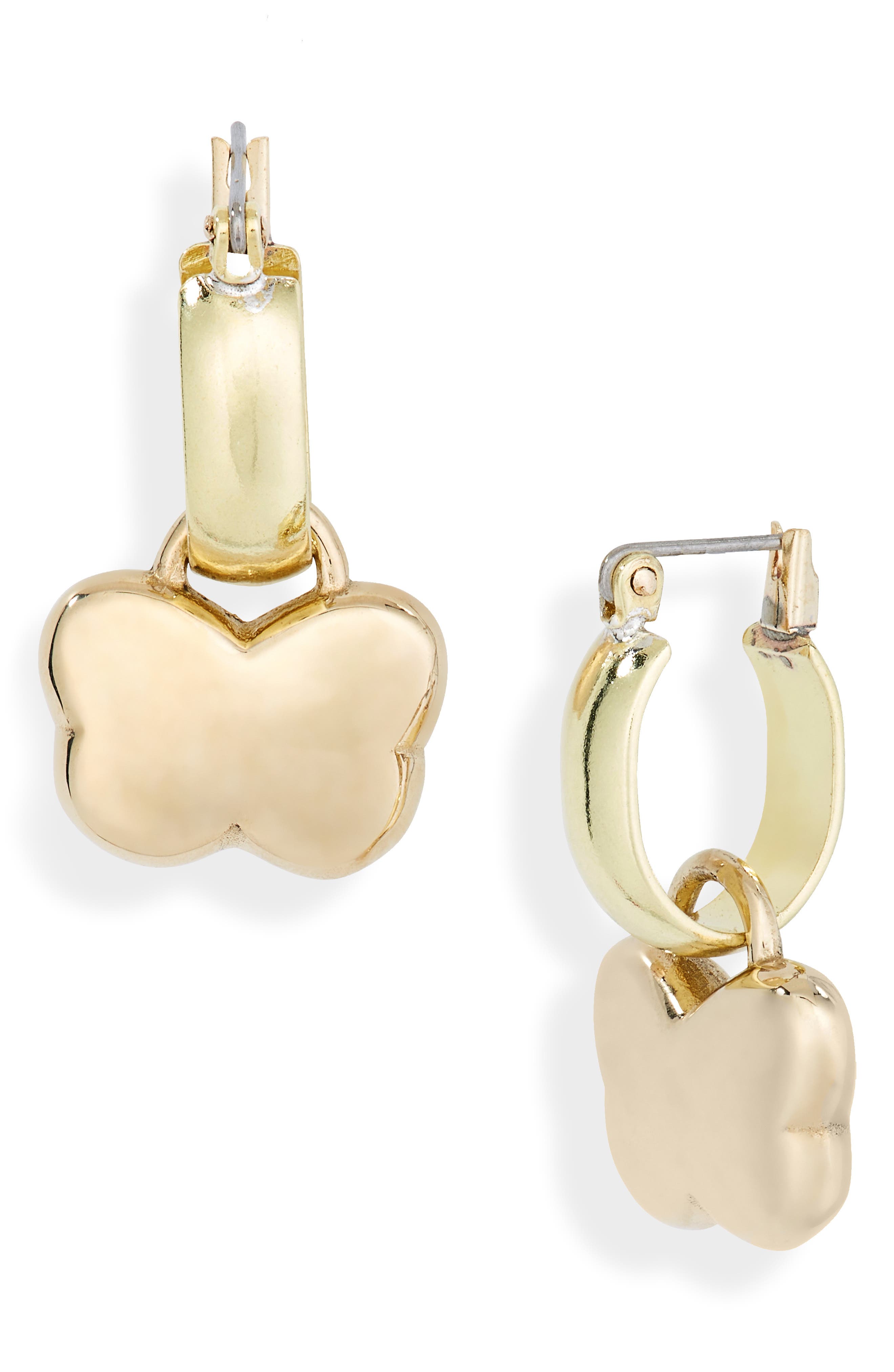 Laura Lombardi Maia Butterfly Charm Hoop Earrings in Raw Brass 14Kt Gold at Nordstrom