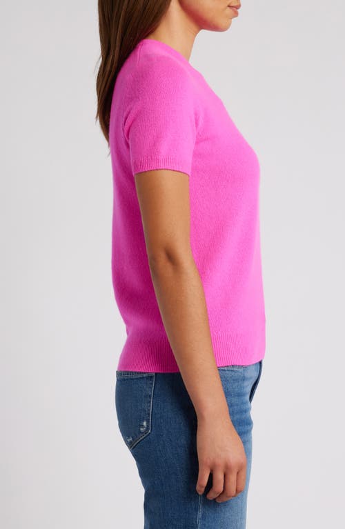 Shop Caslonr Caslon(r) Short Sleeve Wool & Cashmere Sweater In Pink Raspberry