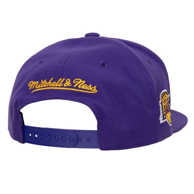 Shop Mitchell & Ness White/purple Los Angeles Lakers Retro Sport Color Block Script Snapback Hat