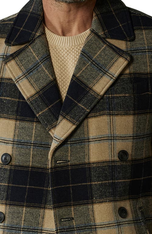 The Normal Brand Lan Windowpane Plaid Peacoat In Navy Windowpane Plaid