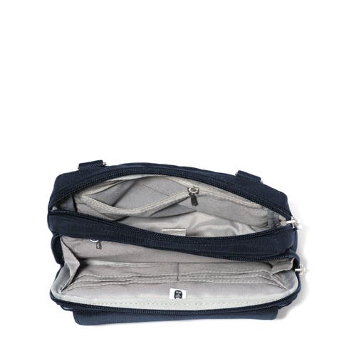 Baggallini Modern Double Zip Crossbody Bag In French Navy Twill