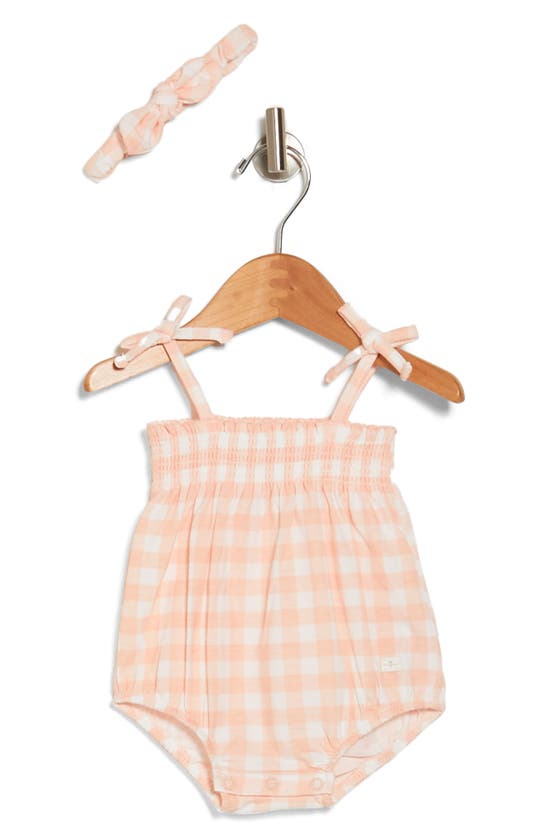 Shop 7 For All Mankind Bubble Knit Romper & Headband Set In Peachy