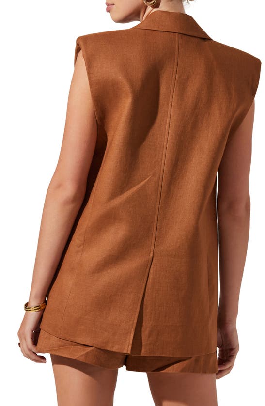 Shop Astr The Label Kyrie Extended Shoulder Linen Vest In Almond