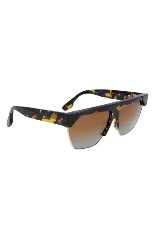 Victoria Beckham Semi-rimless Rectangle Acetate Sunglasses In Havana/blue