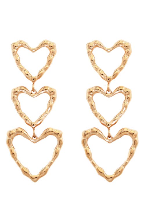 Petit Moments Hammered Heart Drop Earrings In Gold