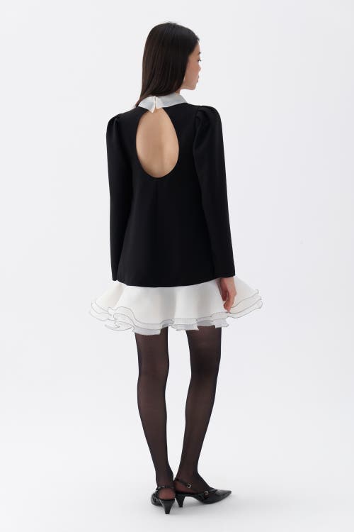Shop Nocturne Flower Brooch Detail Mini Dress In Black