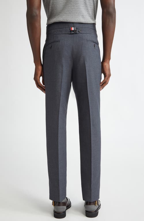 Thom Browne Mid Rise Wool Blend Backstrap Pants In Dark Grey