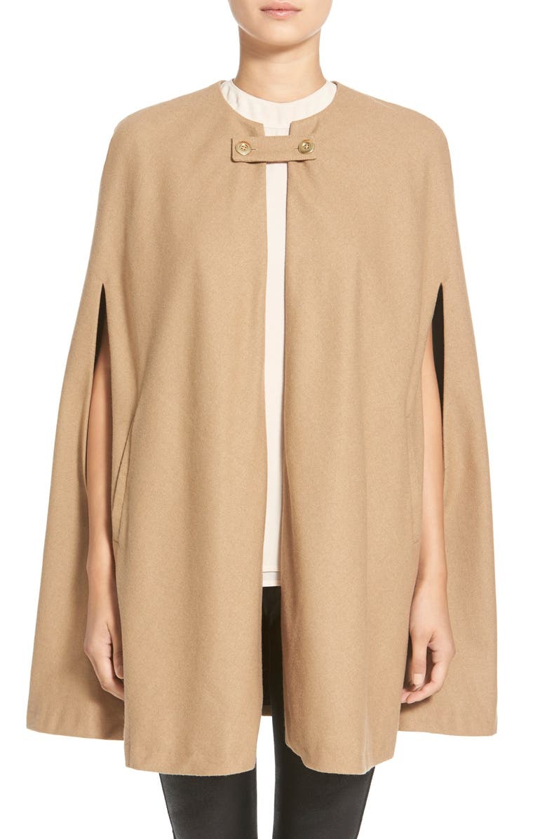 WAYF Collarless Woven Cape, Main, color, BEIGE