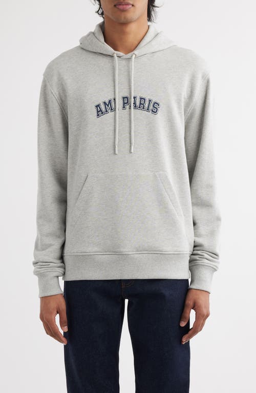 Shop Ami Alexandre Mattiussi Ami Paris Logo Graphic Hoodie In Heather Ash Grey