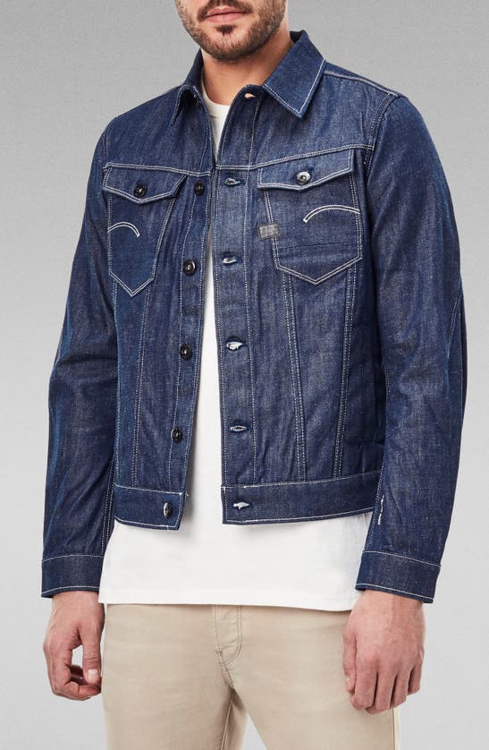 Shop G-star Arc 3d Organic Cotton Denim Jacket In Raw Denim