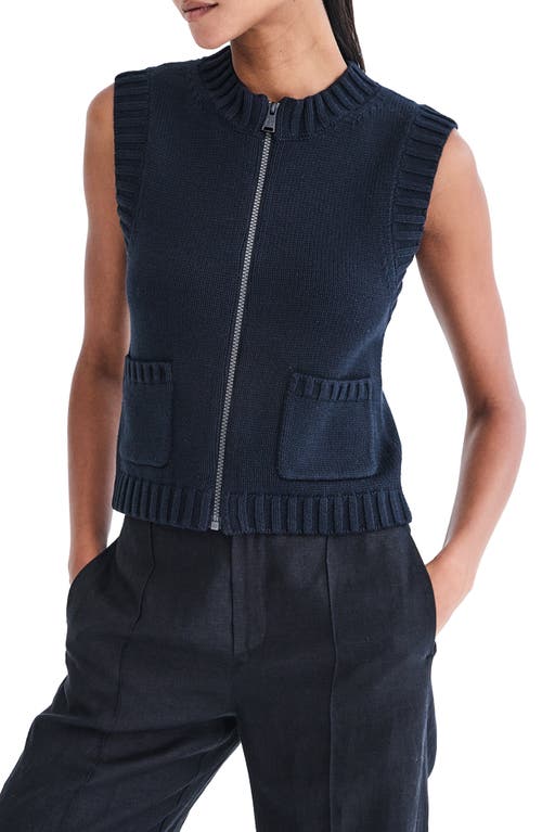 Cartsen II Zip Front Organic Cotton Sweater Vest in Black