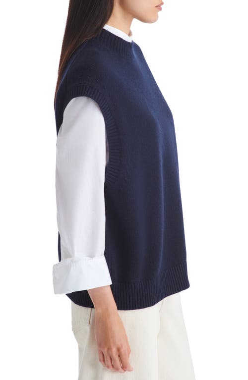 Shop Twp Merritt Mock Neck Cashmere Sweater Vest In Midnight