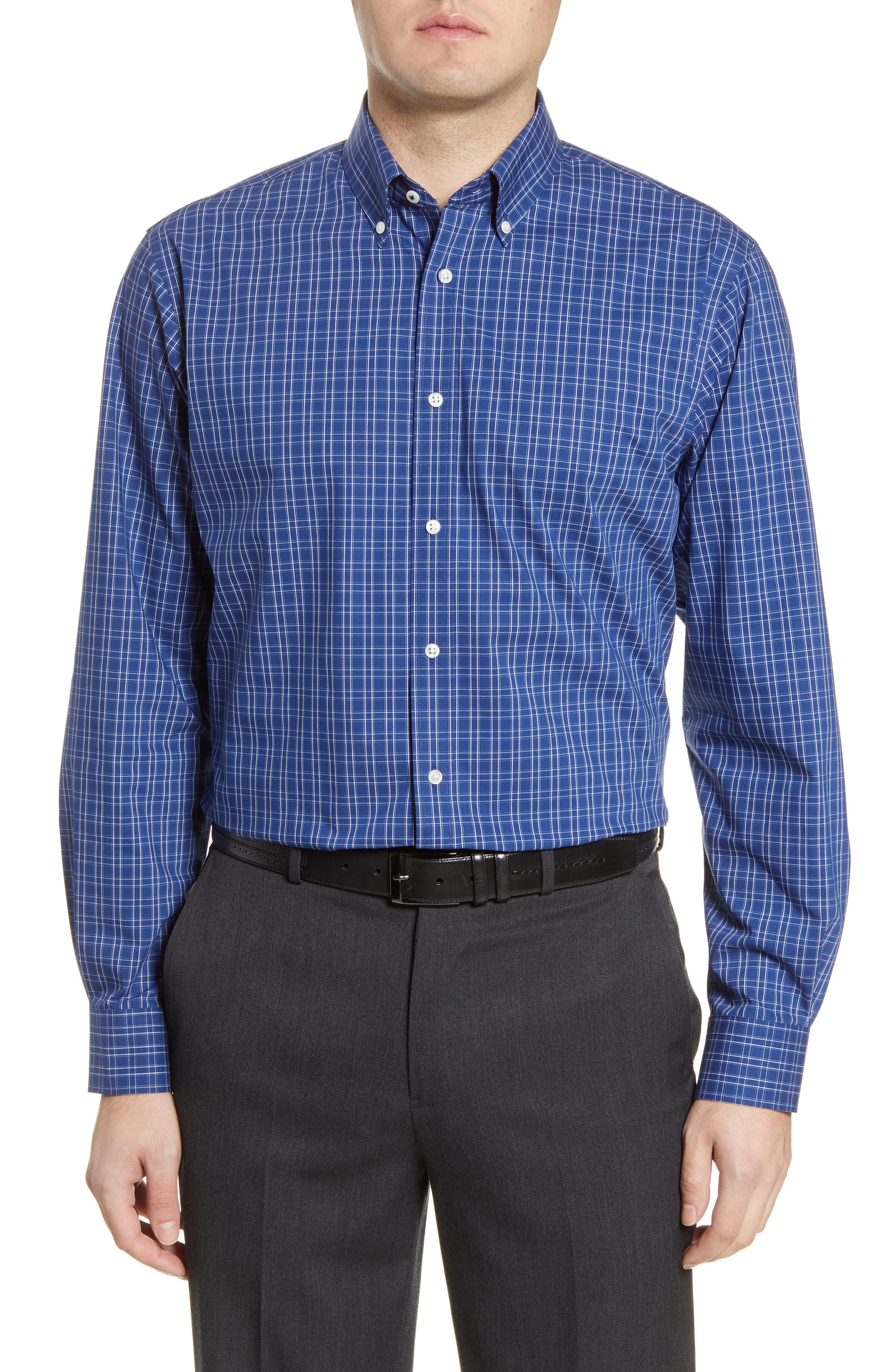 Nordstrom Men's Shop TechSmart Traditional Fit Stretch Check Dress