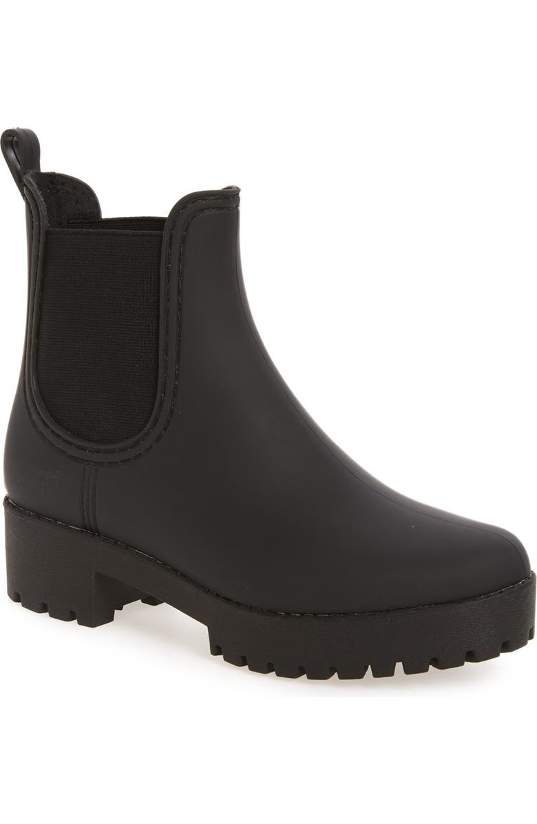Jeffrey Campbell Cloudy Waterproof Chelsea Rain Boot, Main, color, Black Matte Black