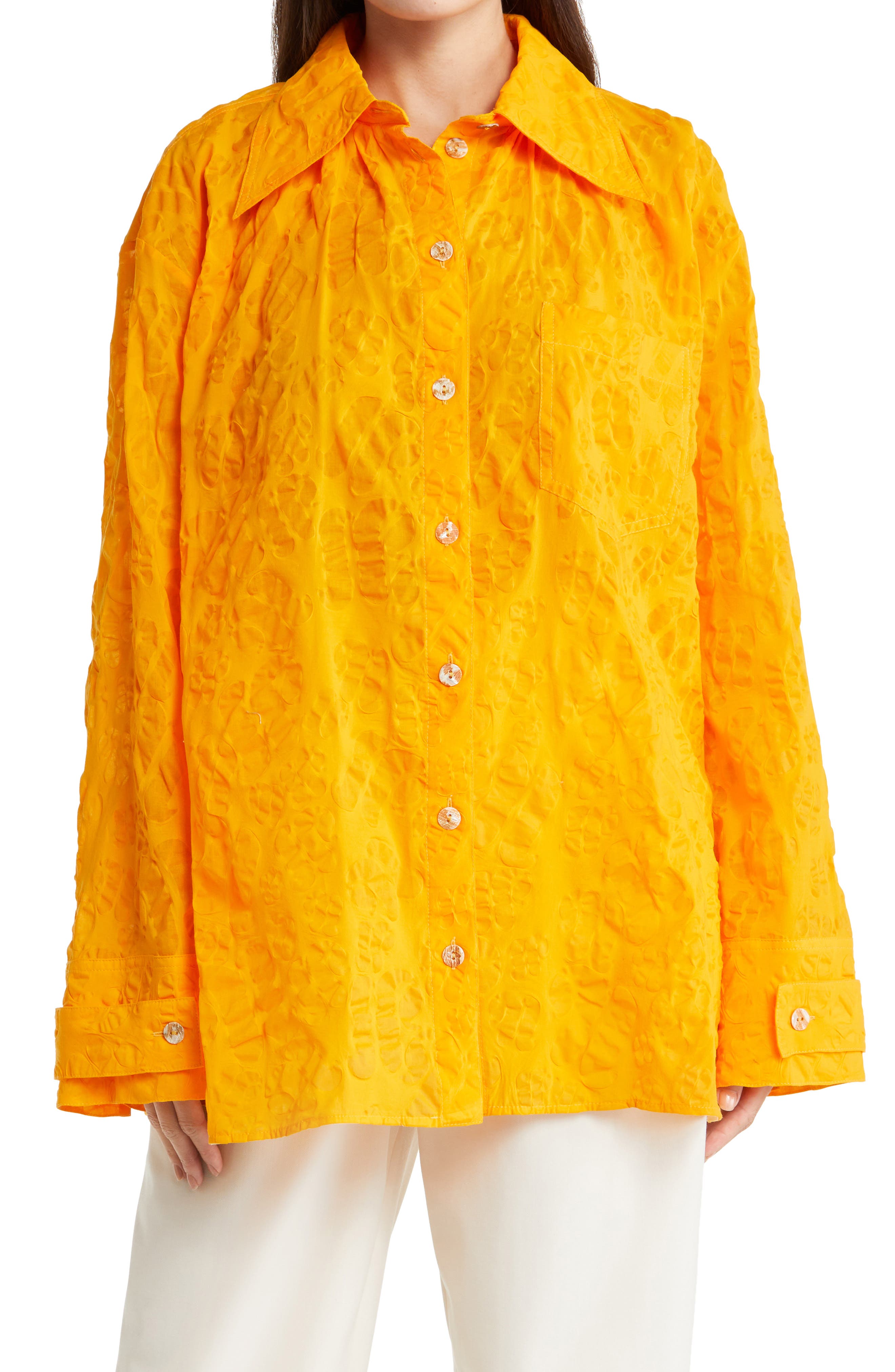 Nanushka Synthetic Ferty Poplin Shirt in Yellow Womens Clothing Tops Shirts 