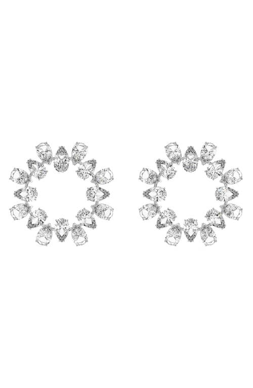 Swarovski Millenia Cubic Zirconia Frontal Hoop Earrings In Silver/clear Crystal