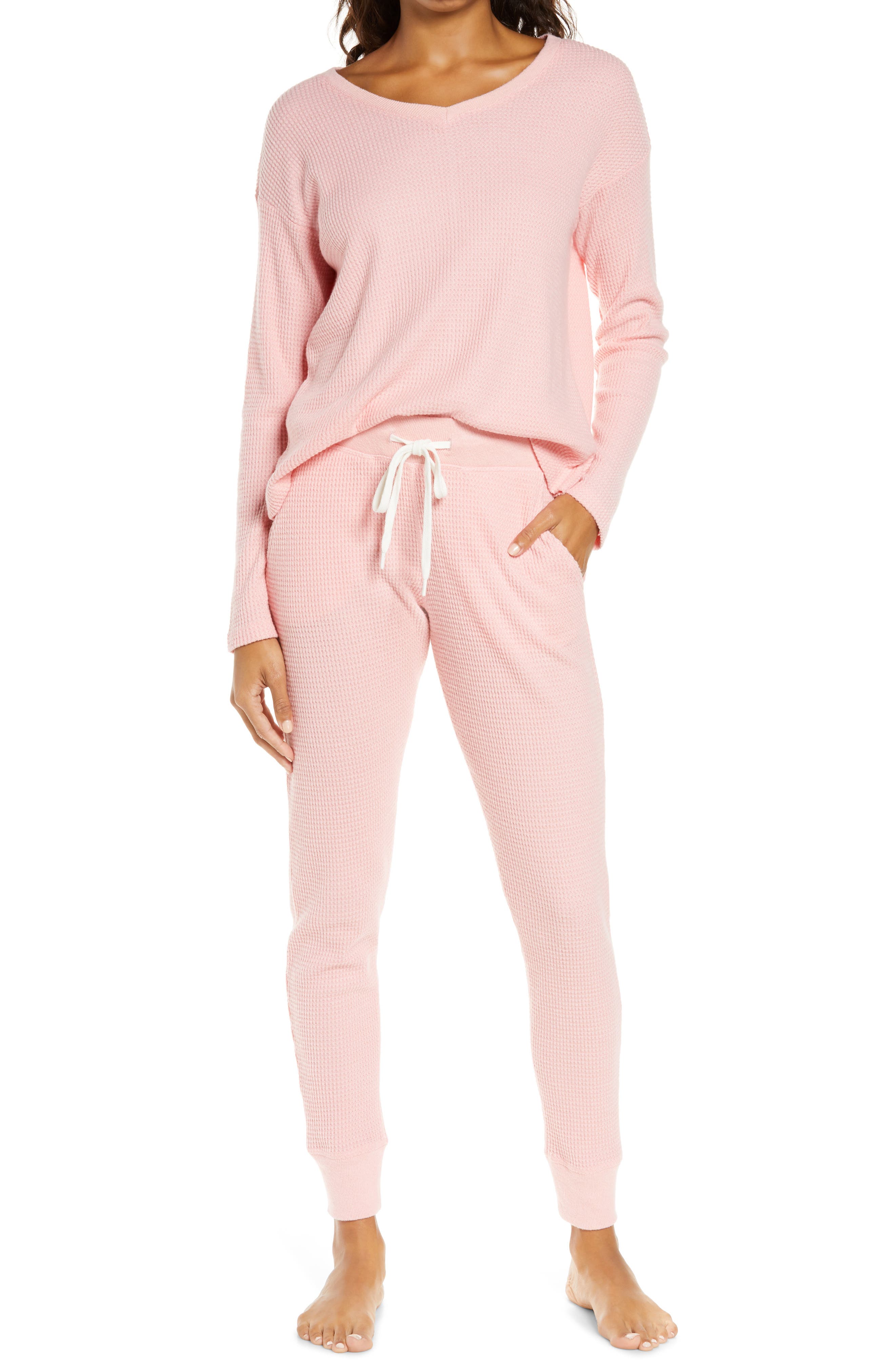 Papinelle Waffle Weave Pajamas In Peony