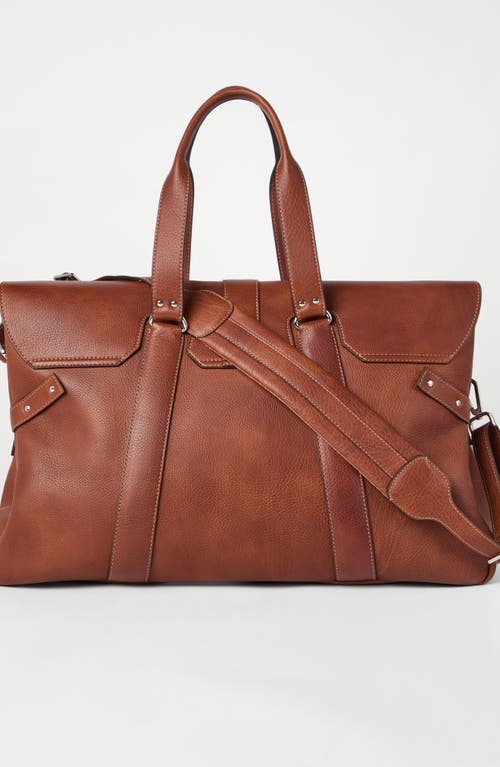 Shop Brunello Cucinelli Grained Calfskin Country Weekender Bag In Copper