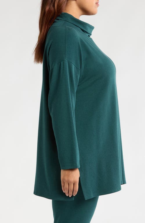 Shop Eileen Fisher Drapey Funnel Neck Terry Tunic In Pine