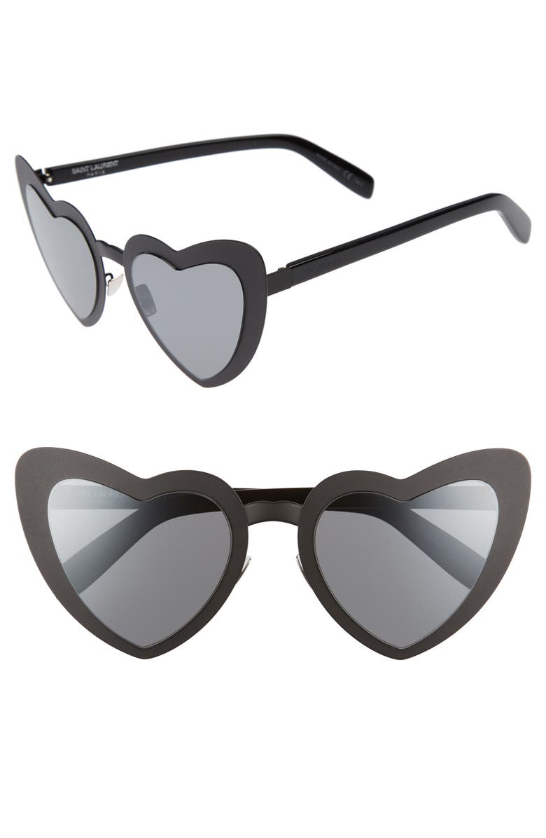 Saint Laurent Loulou 55mm Heart Shaped Sunglasses | Nordstrom