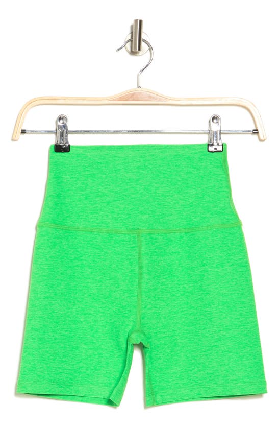 Beyond Yoga At Your Leisure Space Dye High Waist Bike Shorts In Honeydew Pop Heather