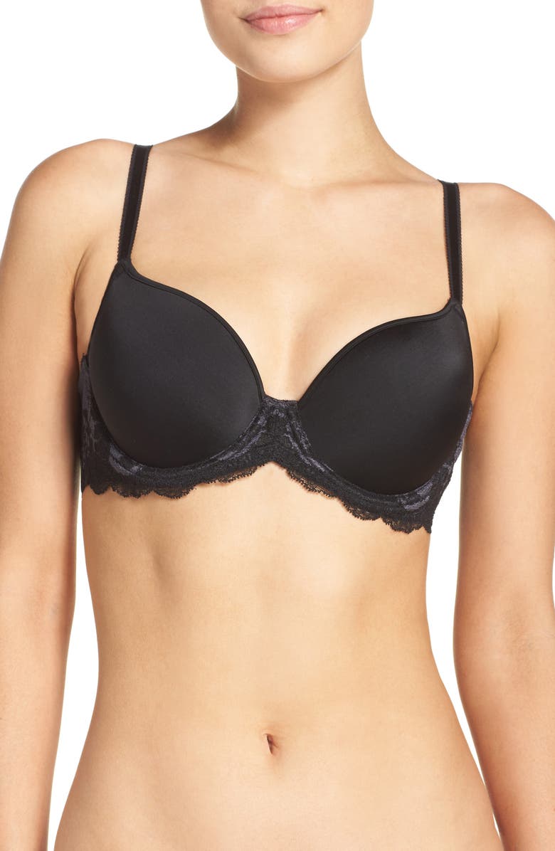 WACOAL Lace Affair Underwire Contour Bra, Main, color, BLACK/ GRAPHITE