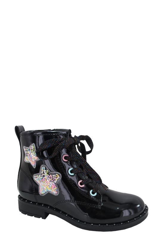 Jellypop Kids' Excitable Lace-up Low Heel Boot In Black Patent