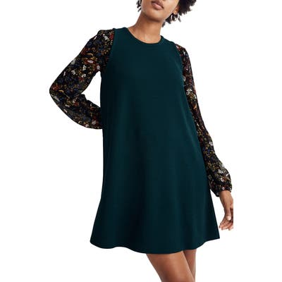 Madewell Texture & Thread Crepe Swingy Tank Dress, Green