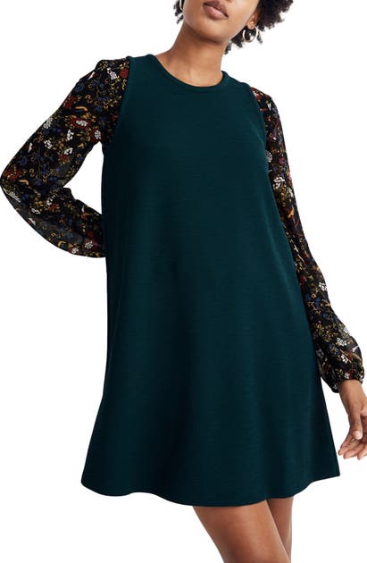 Madewell Texture & Thread Crepe Swingy Tank Dress In Smoky Spruce