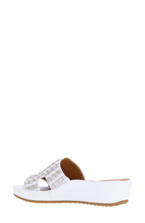 L'amour Des Pieds Cusaro Platform Wedge Slide Sandal In White/gold