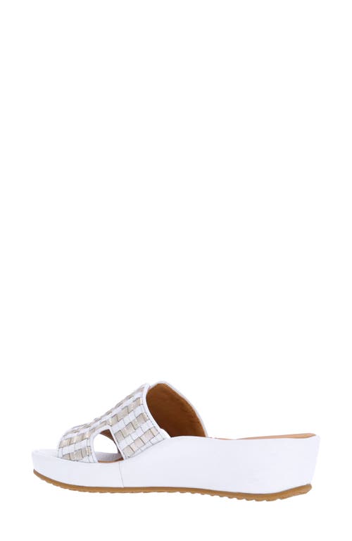 Shop L'amour Des Pieds Cusaro Platform Wedge Slide Sandal In White/gold