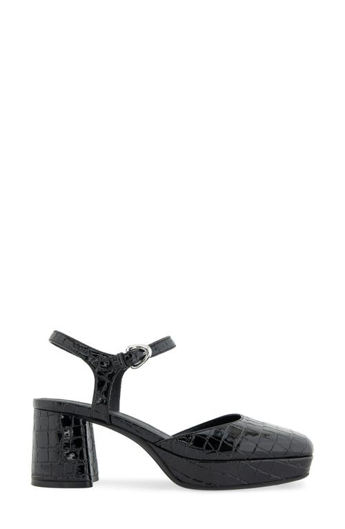 Shop Aerosoles Soir Platform Pump In Black Croco Faux Leather