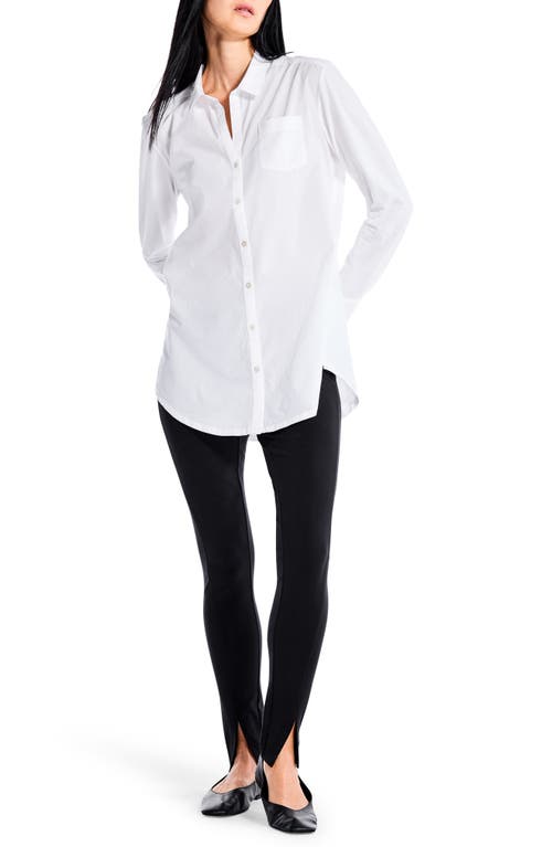 Shop Nic + Zoe Nic+zoe Girlfriend Legging Button-up Shirt In Paper White
